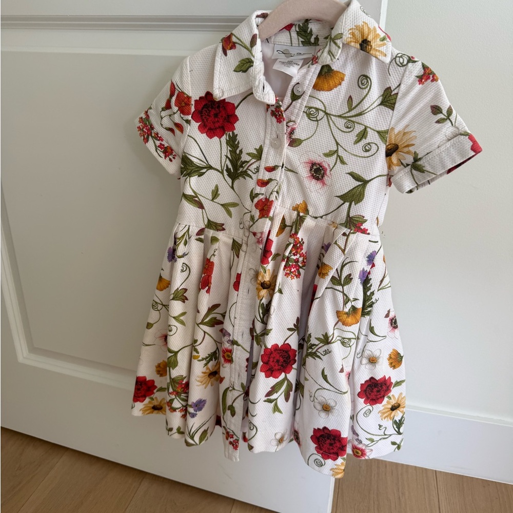 Oscar de la Renta Kids Dress - White with Red, Yellow, and Green Floral